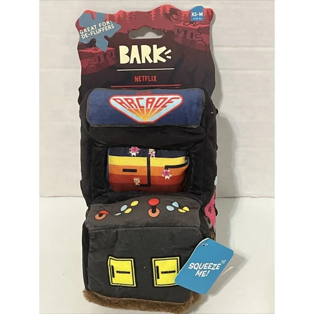 Bark Dog Toy Stranger Things Show Arcade Game Plush Squeaker Crinkle Fluff NEW